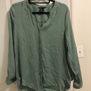 H&M size 8 teal button down shirt